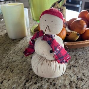 Snowman ornament or decoration, about 7” tall